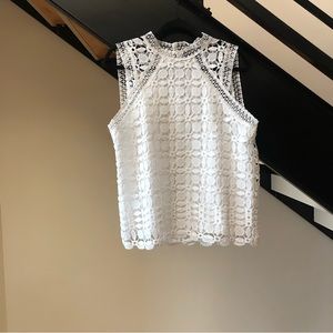Women’s Sleeveless Dress Top, Circle Lace, Fully Lined, Size M
